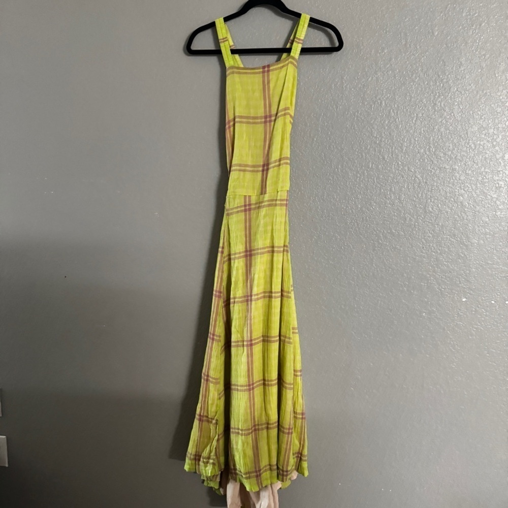 Free people the modern pinafore Plaid Midi Dress size L - Picture 4 of 11